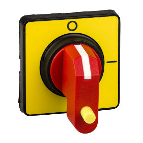 Schneider Electric Disconnect Switch Operator; selector; 4 hole; 1 padlock; 45x45mm; red/yellow